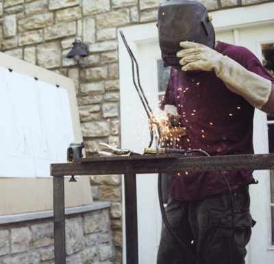 Welding steel armature.